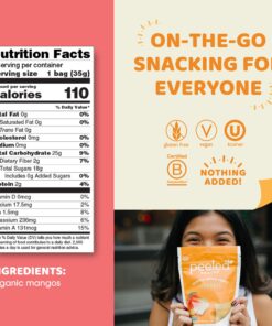 Peeled Snacks Organic Dried Fruit, Mango, – Healthy, Vegan Snacks for On-the-Go, Lunch and More, 1.23 Ounce (Pack of 10) 13 81qIugTN6DL