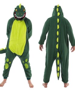 Spooktacular Creations Unisex Adult Dinosaur jumpsuit Pajamas Plush Dinosaur Suit Cute Green Themed Party Halloween Small 14 81qKWUnKTDL