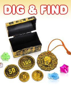 ArtCreativity Pirate Treasure Dig Kit for Kids - Gem Excavation Set with Digging Tools - Interactive Excavating Toys - Great Birthday Gift Idea, Contest Prize for Boys and Girls 8 81qKqHum1YL