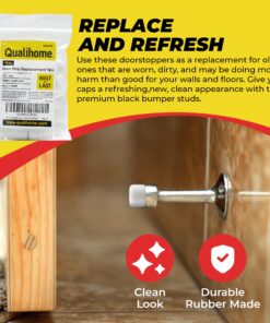 Premium Rubber Door Stop Stud Replacement Tips – Doorstopper Bumpers, Springe Hinge End Caps for Wall & Floor Protection – Universal Size (White) White 26 81qLX2D y4L