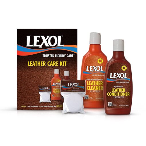 Lexol Leather Cleaner and Conditioner and Sponge Kit, For Use on Leather Apparel, Furniture, Auto Interiors, Shoes, Handbags and Accessories