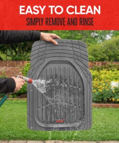 Motor Trend FlexTough Floor Mats for Cars, Gray Deep Dish All-Weather Mats, Waterproof Trim-To Fit Automotive Floor Mats for Trucks SUV, Universal Liner Car Accessories Full Set 38 81qNcCTnBOL