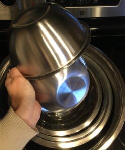 FineDine Stainless Steel Mixing Bowls (Set of 6) - Easy To Clean, Nesting Bowls for Space Saving Storage, Great for Cooking, Baking, Prepping 6 Pack 56 81qNuja4VyL