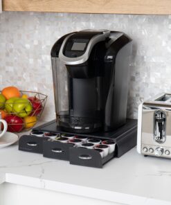 Alternative view of Mind Reader Single Serve Coffee Organizer with 3 Drawers 36 Pod Capacity, 13.5"L x 12.25"W x 2.5"H, Black