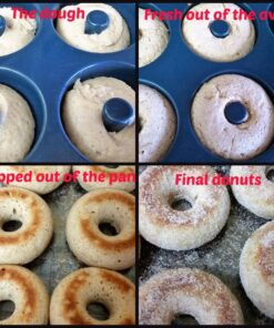 Large Non-Stick 100% LFGB Grade Silicone Donut Pan, Makes 9 Full Size Donuts, Oven, Dishwasher and Freezer Safe Donut Mold by Unicorn Glitter LLC Navy 48 81qRdBdApuL