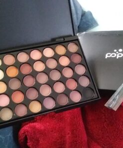 LandFox Cosmetic Matte Eyeshadow Cream Makeup Palette Shimmer Set 40 Color+ Brush Set+Fishtail Bottom Brush (A) 40 81qRhI7MrUL