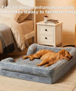 WNPETHOME Dog Beds for Extra Large Dogs, Washable, Bolster Sofa Bed with Waterproof Lining & Non-Skid Bottom, Orthopedic Egg Foam Couch for Pet Sleeping, Pet Bed 42.0"L x 30.0"W x 7.0"Th Grey 24 81qS 9TgOqL