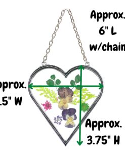 Alternative view of Heart Shaped Suncatcher with Real Pressed Flowers in Glass - Gift for a Friend Mom Grandma Loved One Wife Girlfriend Sister - Mother's Day - Birthday - Anniversary - Special Occasion Gift