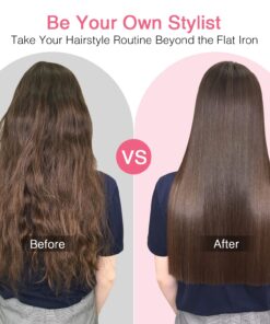 Enhanced Ceramic Hair Straightener Brush by MiroPure, 2-in-1 Ionic Straightening Brush with Anti-Scald Feature, Auto Temperature Lock & Auto-Off Function (Black) 47 81qUvLKzIL