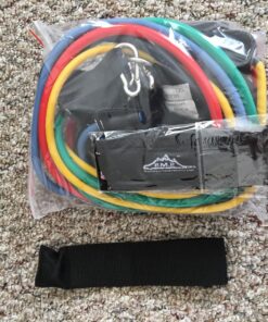 Black Mountain Products Resistance Band Set with Door Anchor, Ankle Strap, Exercise Chart, and Carrying Case 48 81qVQ7blCaL
