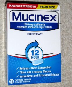 Mucinex 12 Hour 1200mg Maximum Strength Guaifenesin Chest Congestion & Mucus Relief, Guaifenesin Expectorant Aids Mucus Removal, Chest Decongestant for Adults, Dr Recommended, 42ct Tablets 42 Count (Pack of 1) Release Tablets 48 81qW8LEHeUL 1