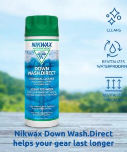 Nikwax Down, Down Wash.Direct, 300ml, Specialty Cleaner for Down Jackets, Outerwear, Vests, Sleeping Bags, Quilts, and Bedding, Restores Loft, Warmth, Insulation, and Water Repellency Down Wash Direct 10 Fl. Oz. 20 81qWQooakyL