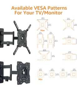 Amazon Basics Full Motion Articulating TV Monitor Wall Mount for 26" to 55" TVs and Flat Panels up to 80 Lbs, Black 26-inch to 55-inch TVs Articulating 16 inch Extension 20 81qWdRDO0vL