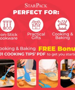 StarPack Basic Silicone Cooking Kitchen Utensils Set (5 Piece) - Cooking Utensils Set with Heat Resistance up to 480°F - Large & Small Spatulas, Whisk & Basting Brush Silicone Utensils (Teal Blue) Basics (Heat Resistant 480°F) Teal Blue 15 81qX2F3kPWL