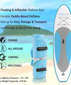 SereneLife Inflatable Stand Up Paddle Board (6 Inches Thick) with Premium SUP Accessories & Carry Bag | Wide Stance, Bottom Fin for Paddling, Surf Control, Non-Slip Deck | Youth & Adult Standing Boat Marine Blue 32 81qZnbVDFuL
