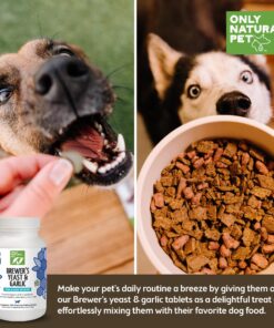 Only Natural Pet Brewer's Yeast & Garlic Chewables - All-Natural Flea & Tick Prevention for Dogs - Fortified with B Vitamins - Promotes Healthy Skin & Coat - 300 Count Tablet (Single) 1 Bottle 10 81qaLSTgRcL