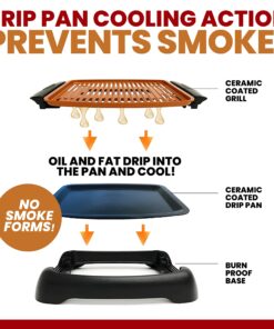 Gotham Steel Indoor Smokeless Grill Electric Grill Ultra Nonstick Electric Grill Dishwasher Safe Surface, Temp Control, Metal Utensil Safe, Barbeque Indoors with No Smoke! Indoor Grill 9 81qalWhuU7L