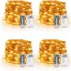 YIHONG 4 Set Fairy Lights Battery Operated - 16.4ft Led Christmas String Lights 8 Modes 50 LED Starry Lights - Copper Wire Firefly Lights for Wedding Birthday Party Christmas Decoration- Warm White