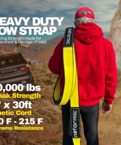 Motormic Tow Strap Recovery Kit – 3" x 30ft (30,000 lbs.) Rope + 2" Shackle Hitch Receiver + 5/8" Locking Pin + 3/4" D Ring Shackles with Safety Ring + Heavy Duty Bag - Off Road Pick Up Towing Complete Recovery Strap Kit 23 81qbF5CAxL