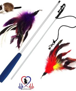 Alternative view of Pet Fit For Life Cat Wand Toy - Irresistible Cat Flirt Pole - Ultimate Feather Teaser for Indoor Cats - Safe & Durable for Interactive Play Wand + 2 Feathers, Red/Pur