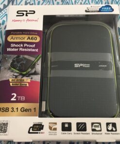 SP Silicon Power 2TB Rugged Portable External Hard Drive Armor A60 Shockproof USB 3.1 Gen1 for PC Mac Xbox and PS4 Black Black-Green 66 81qchV25QTL
