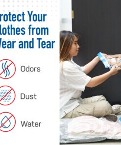 Spacesaver Space Bags Vacuum Storage Bags (Jumbo 10pk) Save 80% Clothes Storage Space - Vacuum Bags for Comforters, Blankets, Bedding, Clothing - Compression Seal for Closet Storage. Pump for Travel 10 Pack Jumbo 35 81qcuS0M5lL