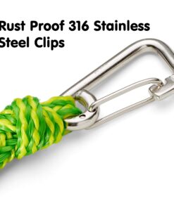 Skog Å Kust Premium PWC Dock Lines | 2-Pack Heavy Duty Braided Ropes, 1/2'' x 7ft & 14ft Lengths, with 316 Stainless Steel Clip 12mm (1/2 inch) dimeter rope 2-Pack: 7 & 14 ft Yellow & Green 14 81qe3FhjPrL