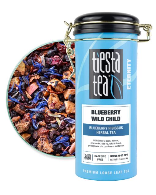 Tiesta Tea - Blueberry Wild Child | Blueberry Hibiscus Herbal Tea | Premium Loose Leaf Tea Blend | Non-Caffeinated Fruit Tea | Make Hot or Iced Tea & Brews Up to 50 Cups - 5.5 Ounce Refillable Tin Tin - 50 Cups