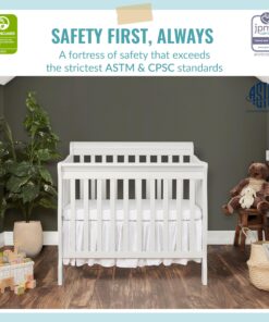 Dream On Me Aden 4-in-1 Convertible Mini Crib In White, Greenguard Gold Certified, Non-Toxic Finish, New Zealand Pinewood, With 3 Mattress Height Settings 19 81qgB2CqifL