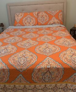 Lush Décor Harley Quilt Damask Pattern Reversible 5 Piece Bedding Set, King, Tangerine 55 81qgo3yZd5L