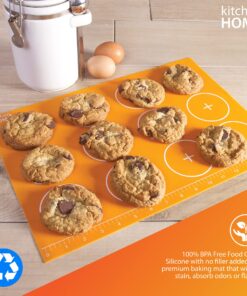 Kitchen + Home Silicone Baking Mats - Set of 2 Non-stick, BPA Free Food Grade Silicone Mat Liners for Half-Size Cookie Sheet with Measurements 19 81qhNCKO1DS