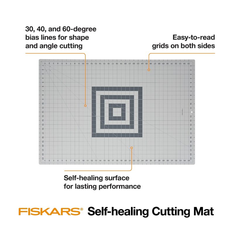 Fiskars Self Healing Cutting Mat With Grid For Sewing, Quilting, And Crafts 24" X 36” Grid