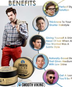 Smooth Viking Hair Styling Cream for Men - Grooming Hair Product - Matte Finish, Medium Hold and Minimal Shine Gel, Hydrating Fiber Cream for Daily Use, 2oz 23 81ql8hc4UBL