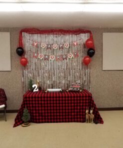 Alternative view of Woodland Reindeer Happy Birthday Banner Pennant Camping Party Banner