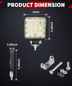 YITAMOTOR 4 Inch LED Light Bar 2PC 48W Square LED Pod Light Flood Light Off Road Light LED Fog Light Truck Light Driving Light Boat Light Pickup SUV ATV UTV Waterproof, 2 Year Warranty 16 81qm0moub4L