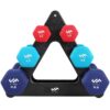 JFIT Dumbbell Hand Weight Pairs and Sets – Neoprene and Vinyl Dumbbell Pairs Options or 7 Neoprene Dumbbell Rack Set Options – Premium Non-Slip, Color Coded Hex Shaped Hand Weights Dumbbell Set with Rack 32 LB Set - 8, 5, & 3 LB Pairs 23 81qm5vvtUjL