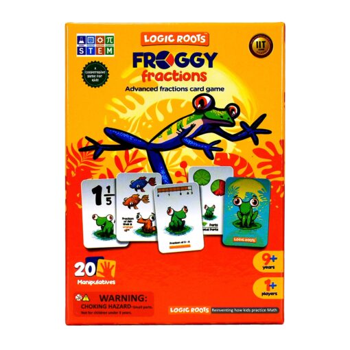 Logic Roots Froggy Fractions Math Games for Fourth Grade and up, 24 Fraction Manipulatives 72 Proper, Improper, and Mixed Fractions Card, Stem Toys for 10 Year Olds and Up