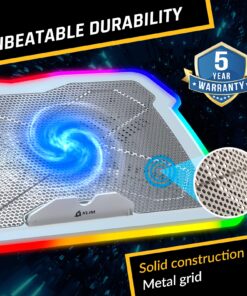 KLIM Ultimate + RGB Laptop Cooling Pad with LED Rim + New 2023 Version + Gaming Laptop Cooler + USB Powered Fan + Very Stable and Silent Laptop Stand + Compatible up to 17" + PC Mac PS5 PS4 Xbox One White 13 81qqF4zZnGL