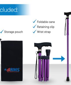 RMS Folding Cane - Foldable Walking Cane with Adjustable Height - Collapsible and Lightweight - Soft Ergonomic Handle for Comfortable Grip - Portable Walking Stick for Mobility Aid Lavender 20 81qtkToWgcL