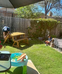 Best Choice Products 2-in-1 Transforming Interchangeable Outdoor Wooden Picnic Table Garden Bench for Backyard, Porch, Patio, Deck w/Umbrella Hole - Natural 35 81qu3346lL