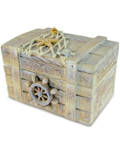 Puzzled CoTa Global Vintage Wooden Jewelry Box - Handcrafted Nautical Keepsake Wooden Box for Trinket Storage - Starfish Decorative Box with Hinged Lid Table Top Beach Decor - 4.25 Inch