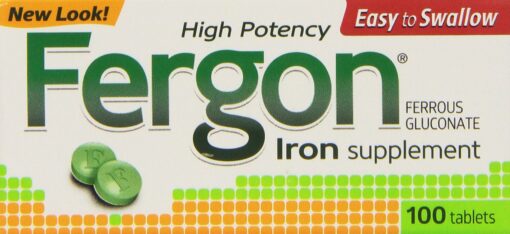 Fergon Iron Supplement, Tablets, 100 Count (Pack of 3)