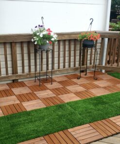 Yaheetech 27PCS Interlocking Patio Deck Tiles 12 x 12in Wood Floor Tiles Outdoor Flooring for Patio Garden Deck Poolside Brown Brown-straight 48 81qxlQ1DYuL