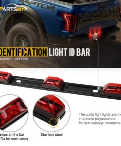 Partsam Red Clearance ID BAR Marker Light 3 Light 9 LED Trailer Sealed Stainless Steel, Sealed 3-Light Truck and Trailer Identification LED Light Bar Red Led Strip w/Black Base 16 81qyjbmUcEL