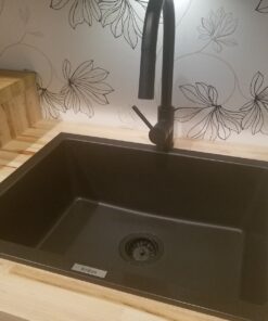 Kraus KGD-410B 24 2/5 inch Dual Mount Single Bowl Black Onyx Granite Kitchen Sink Sink with Strainer 30 81qzborbiVL