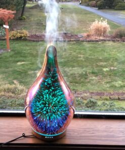 Porseme 280ml Essential Oil Diffuser, 3D Glass Aromatherapy Diffusor, Ultrasonic Cool Mist BPA Free Aroma Humidifier with Timer and Color Changing Function, Waterless Shut-Off for Home Office Room G2-280ml Rose Gold Aladdin Vase 26 81qze0OZpwL