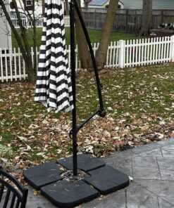 Best Choice Products 4-Piece 155lb Capacity Heavy-Duty Cantilever Offset Patio Umbrella Stand Square Base Plate Set w/Easy-Fill Spouts for Water or Sand - Black 30 81r 4rhvydL