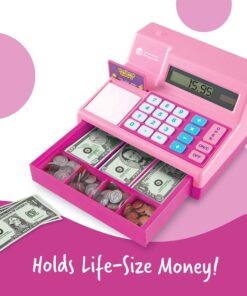 Learning Resources Pretend & Play Calculator Cash Register Pink - 73 Pieces, Ages 3+, Cash Register for Kids, Play Money for Kids, Toddlers Toys, Toy Register 22 81r0oAUN4TL 2