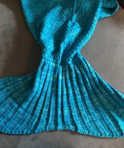 LAGHCAT Mermaid Tail Blanket Crochet Mermaid Blanket for Adult, Soft All Seasons Snuggle Mermaid Sleeping Bag Blankets 71"x35.5" Blue 32 81r3596FP0L