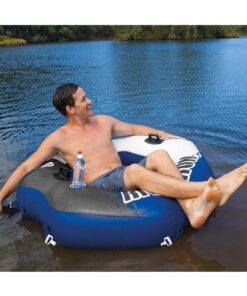 Intex River Run Connect 18 Gauge Vinyl Lounge Inflatable Floating Water Pool Tubes with 2 Cup Holders and Handles for Adults (4 Pack) 28 81r4I4kW3KL